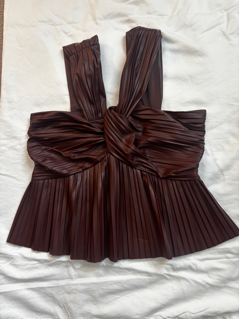 Express Cognac Pleated Top